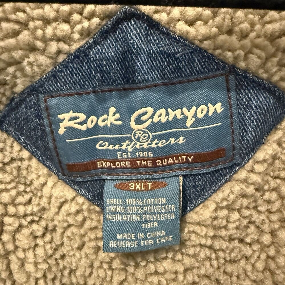 VTG Denim Jacket Rock Canyon Sherpa Jean Trucker Cowboy Utility Sz 3x Mens - Picture 3 of 13